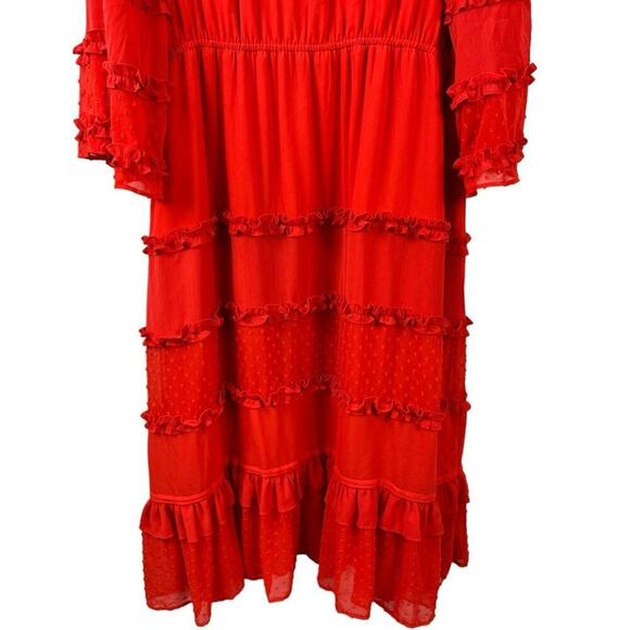 Alexis Target Dress Angel Sleeve Tiered Ruffle Orange Chiffon Plus Size 2X Boho - Picture 10 of 16